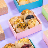 New York Cookies Monthly Subscription box with six assorted gourmet cookies from Crumbs & Doilies.